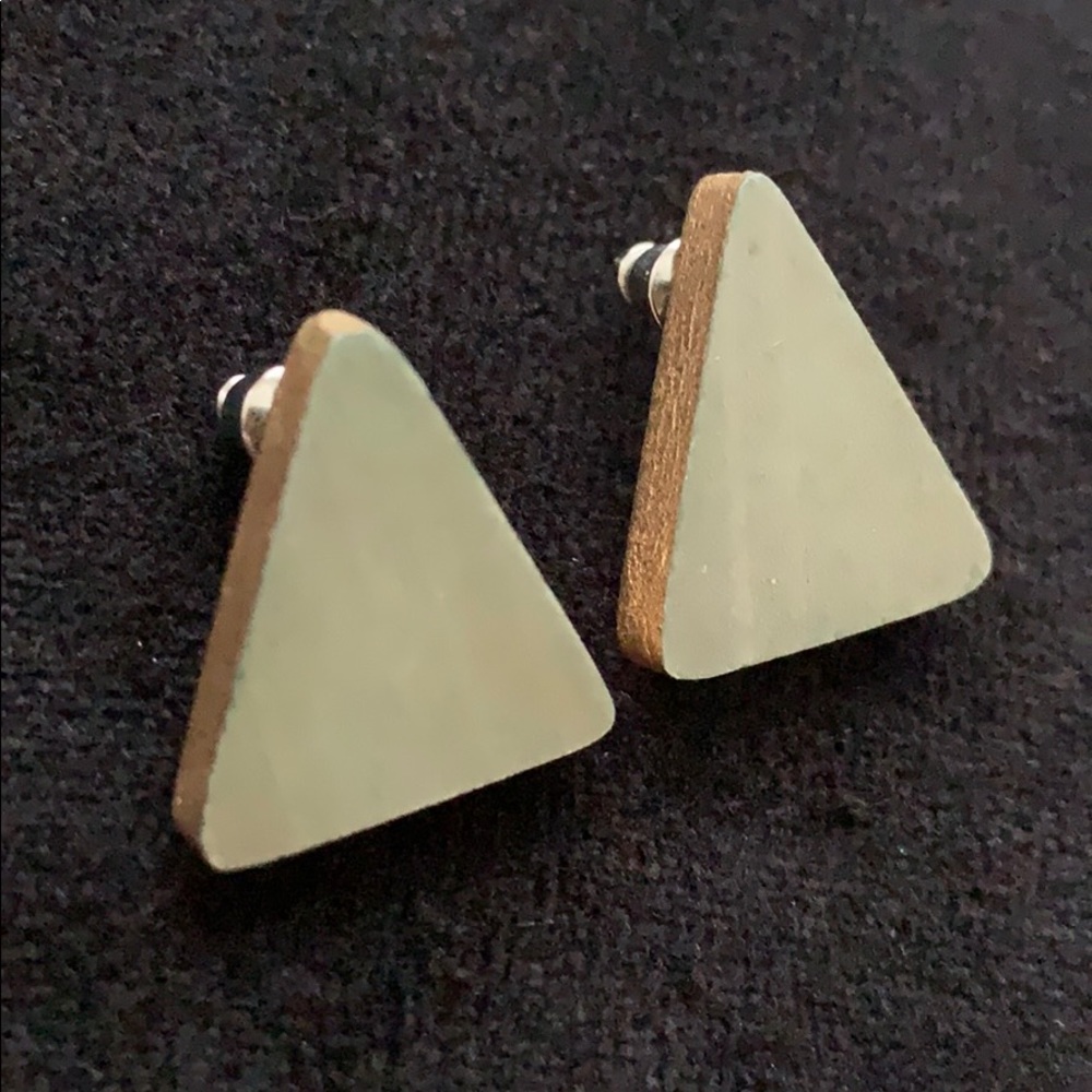 Triangle grey wooden earrings